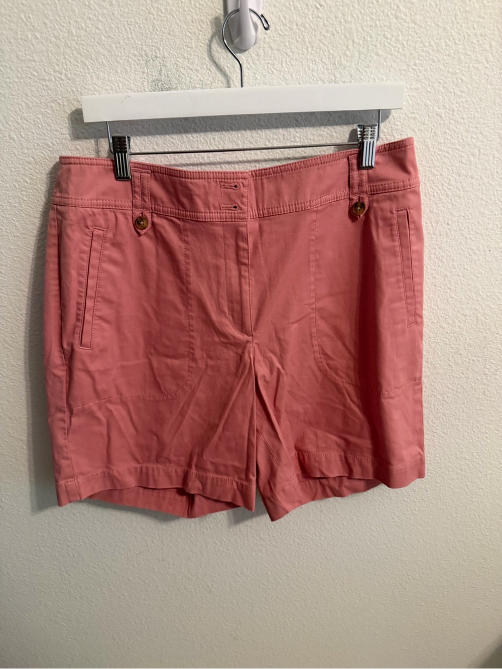 Talbots Coral Pink Drawstring-Style Cotton Bermuda Shorts